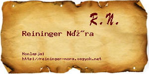 Reininger Nóra névjegykártya